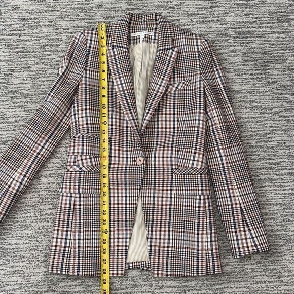 New Veronica Beard FULLER CHECK SINGLE-BUTTON DICKEY JACKET Cream Blue/ Rose Sz2 - Picture 10 of 16
